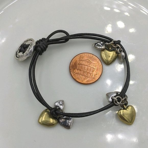 Fossil Gold and Silver Tone Heart Charm Bracelet - Picture 1 of 8